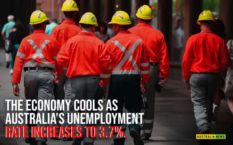 The economy cools as Australia’s unemployment rate increases to 3.7%.