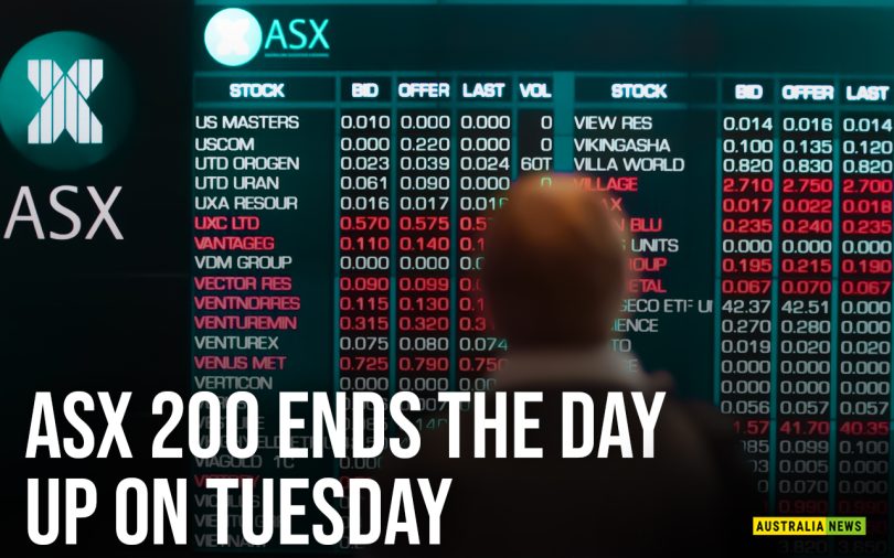 ASX 200 ends the day up on Tuesday